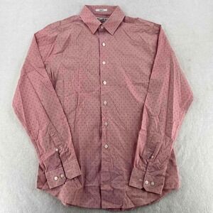 Express Men's Slim Fit Cotton Long Sleeve Button Up Shirt Pink Size Medium